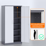 NODHM Metal Storage Cabinets with Lock, 71" Garage Storage Cabinet with 2 Door and 5 Adjustable Shelves, Steel Lockable Tool Cabinets for Home, Office, Gym, Garage… NODHM