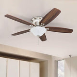 Honeywell Ceiling Fans Glen Alden, 52 Inch Classic Flush Mount Indoor LED Ceiling Fan with Light, Pull Chain, Quick-2-Hang Dual Finish Blades, Reversible Motor - 50519-01 (Brushed Nickel) Honeywell Ceiling Fans