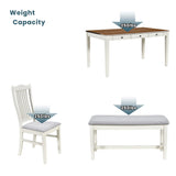 Harper & Bright Designs 6 Piece Wooden Dining Table Set with 4 Upholstered Dining Chair and Bench, Kitchen Table Set with Drawer, Family Dining Furniture for 6 People (Butter Milk) Harper & Bright Designs