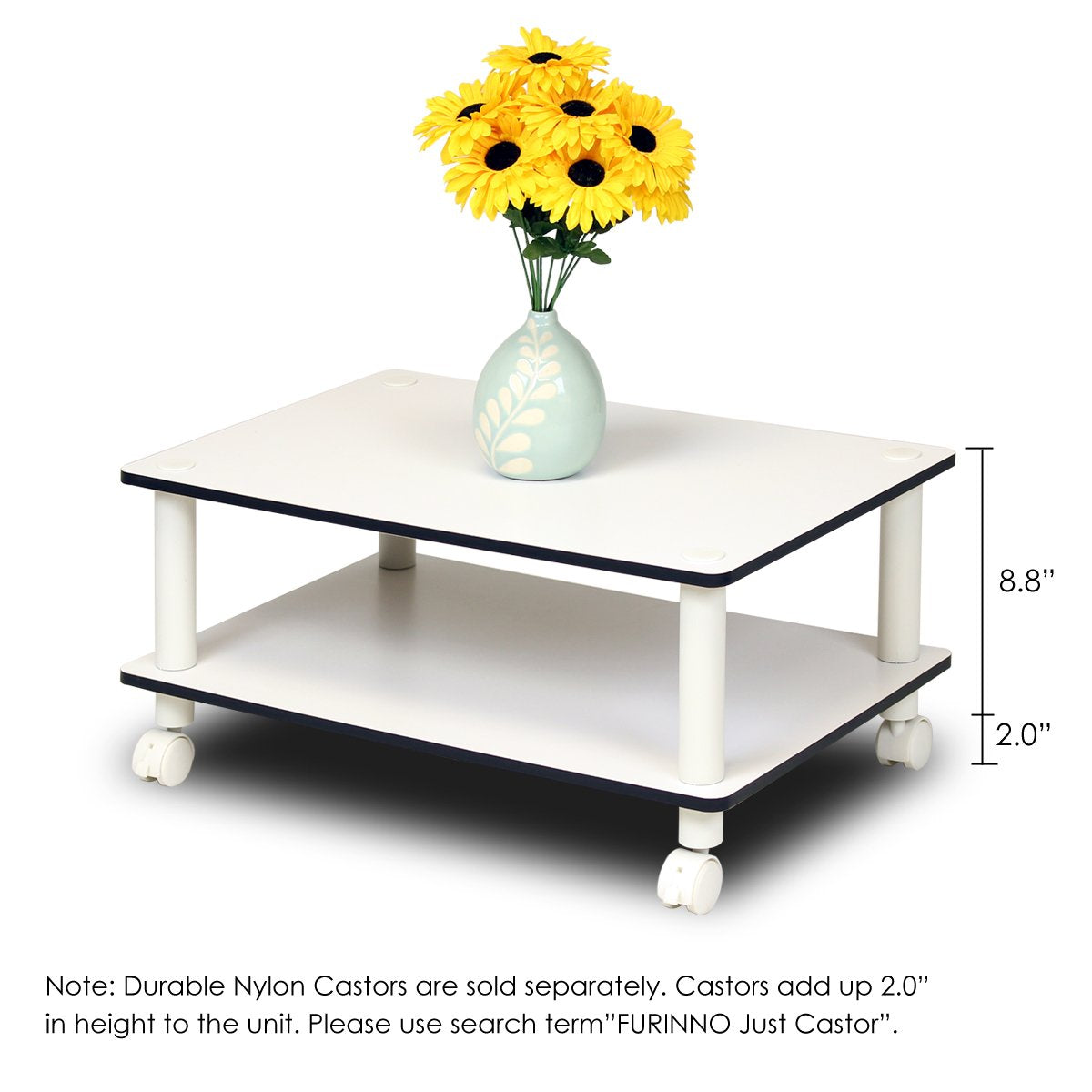 Furinno 11172 Just 2-Tier No Tools Coffee Table, White w/White Tube Furinno