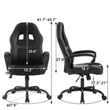 BestOffice PC Gaming Chair Massage Office Chair Ergonomic Desk Chair Adjustable PU Leather Racing Chair with Lumbar Support Headrest Armrest Task Rolling Swivel Computer Chair for Women Adults(Black) BestOffice