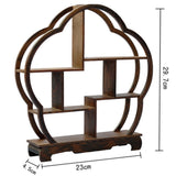 NWFashion Chinese Wooden Rosewood 11" Curio Cabinets Shelf+3PCS Mini Redware 2.5" Teacup (Plum) NWFashion