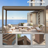 Domi Louvered Pergola 10' x 10' Outdoor Aluminum Pergola with Adjustable Roof, Aluminum Frame, Efficient Drainage System for Patio, Deck, Garden, Brown domi outdoor living