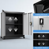 FATIGOS 31.5''H Metal Storage Cabinet with Wheels, Garage Storage Cabinet with Lock, Lockable Steel Rolling Tool Chest with Doors & Adjustable Shelves for Garage, Home, Office, Assembly Required FATIGOS