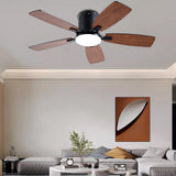 Ayaoty Ceiling Fans with Lights, 42 inch Low Profile Ceiling Fan with Light and Remote Control, Flush Mount, LED Dimmable DC Reversible Modern Ceiling Fan for Bedroom Ayaoty