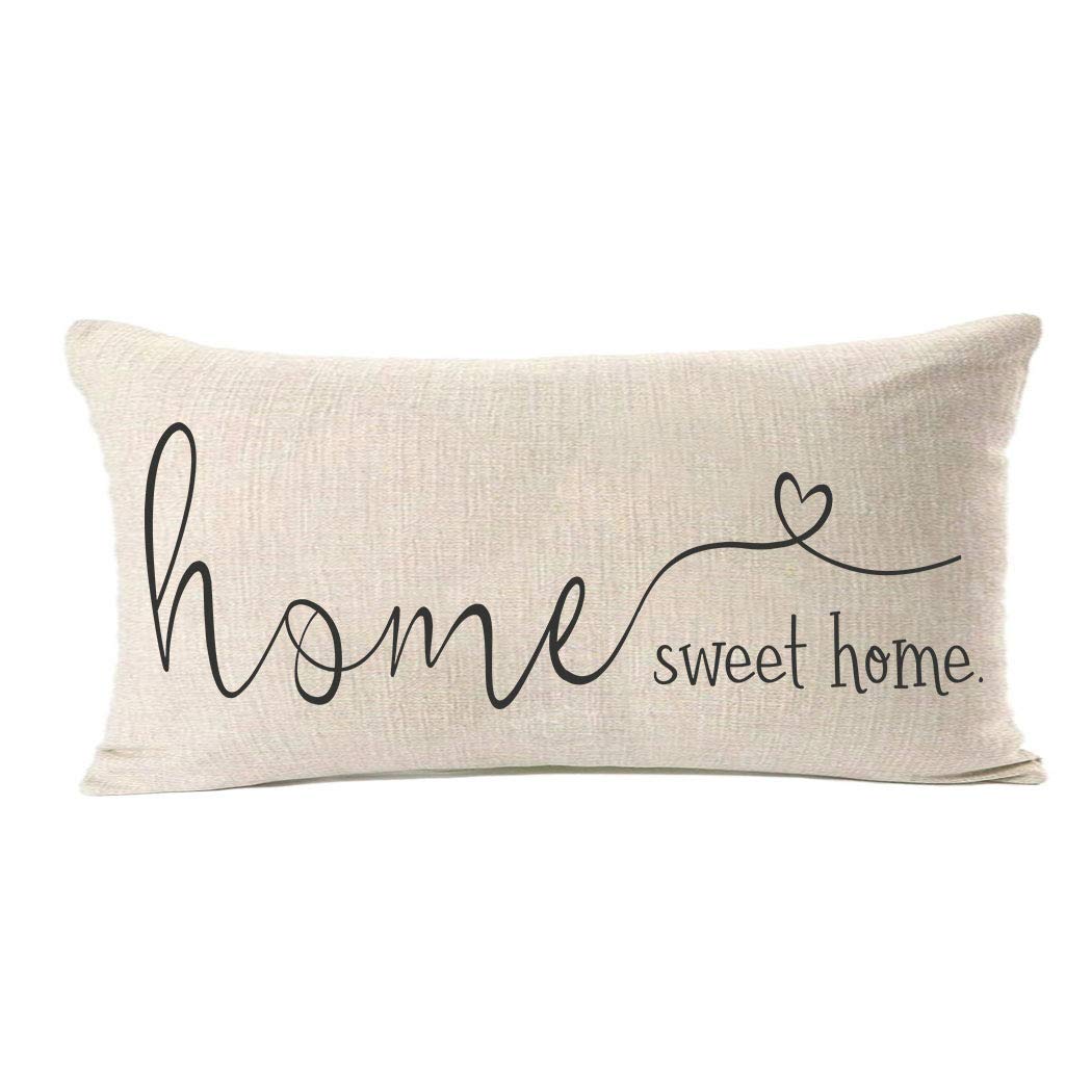 MFGNEH Home Sweet Home Quotes Farmhouse Pillow Covers 12x20 Inch,Home Decorative Throw Pillow Case Cushion Cover,Housewarming Gift MFGNEH