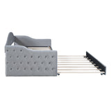 Bellemave Twin Size daybed Frame with Trundle for Adults, Kids, Girls, Teens, Tufted daybeds with Trundle for Living Room, Velvet, (Mattress not Included), Gray Bellemave