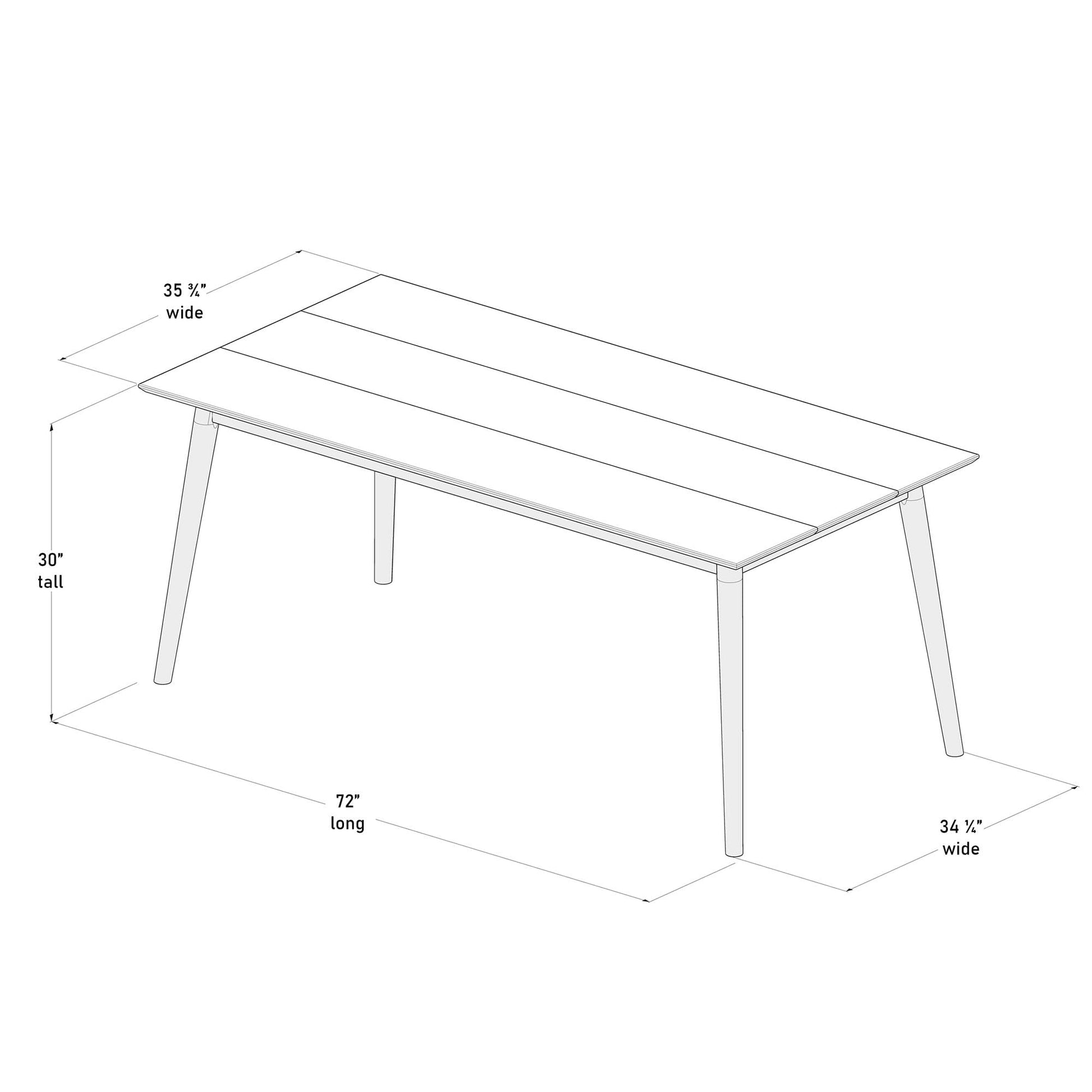 Plank+Beam 72 Inch Mid Century Modern Dining Table, Solid Wood Kitchen & Dining Room Table for 6, Minimalist Table for Dining Room, Rectangular Dinette Table, Black - WoodArtSupply