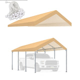 TGEHAP 10' x 20' Upgraded Carport Replacement Top Canopy Cover for Car Garage Top Tarp Shelter, Waterproof Car Cover Tent for Party Garden Boat with Ball Bungees (Frame is not Included) TGEHAP