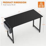 Sweetcrispy Small Computer Office Desk 40 Inch Kids Student Study Writing Work with Storage Bag & Headphone Hooks Modern Simple Home Bedroom PC Table - Black Sweetcrispy