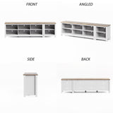 BVIUNTWO TV Stand for 85 Inch TV, White Entertainment Center for 80 inch TV Console Table with 8 Cubby Storage for Living Room Bedroom BVIUNTWO