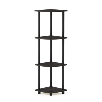 Furinno 12078EX/BK Turn-n-Tube Multipurpose 4-Tier Corner Shelf, Espresso/Black