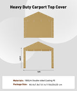 GarveeLife 10' x 20' Portable Carport Replacement Doors 2Pcs Yellow GarveeLife