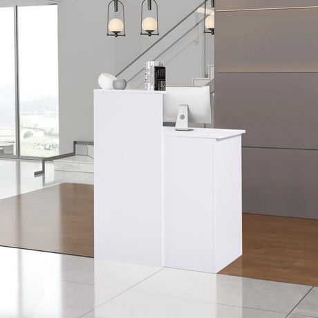 Zethvax Reception Desk with Counter,Small Front Desk with Two Lockable Drawers,Cable Management Holes,Counter Table for Salon Lobby Office Home Zethvax