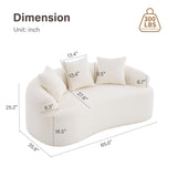 Olodumare Loveseat Sectional Sofa for Living Room, 65’’ Modern Luxury Plush Chenille Extra Deep Seat Curved Cloud Floor Couch with 3 Throw Pillows for Small Spaces, No Assembly Needed, Cream White Olodumare