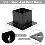 Rasugarlary 4x4 Post Base 6 PCS, Deck Post Anchor Base (Actual 3.6"x3.6") Black Powder Coated Post Bracket Wood Fence Pergola Brackets for Mailbox Railing Porch Rasugarlary