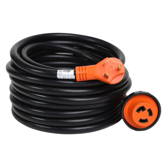 TechnoRV 30-Amp Locking RV Extension Cord – 50 ft – Heavy Duty Generator Extension Cord with LED Power Indicator, for Indoor or Outdoor Use – Orange - WoodArtSupply