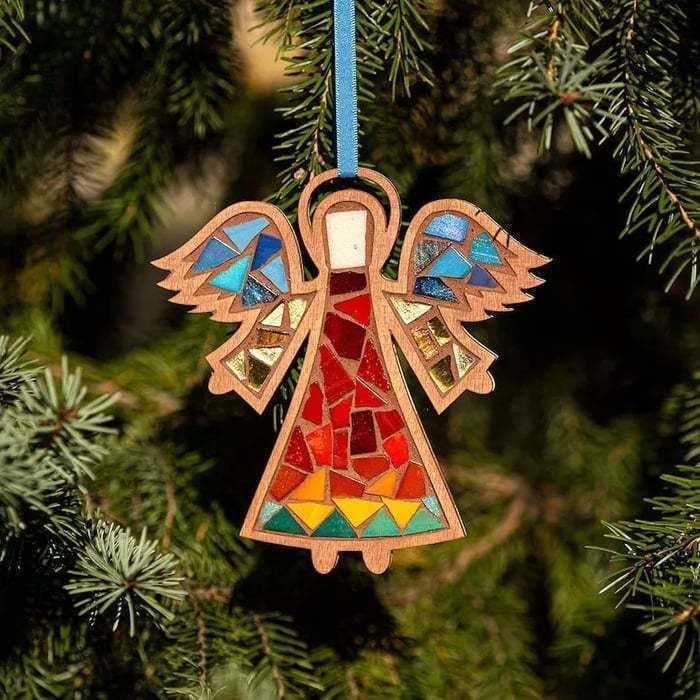 DIY Mosaic Kit for Adults & Kids – Feather, Bird, Cat & Heart Designs – Christmas Gift Arts and Crafts Kit with Grout & Tools – Easy Mosaic Craft for Beginners (Angel) TATREBCRE