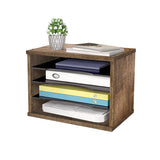 J JACKCUBE DESIGN Rustic Wood Desk Organizer 4 Compartment Paper File Holder for Home and Office, Document Storage, File sorter, Mail and Letter Tray- MK560A J JACKCUBE DESIGN