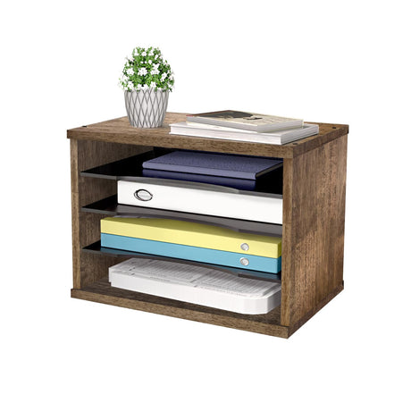 J JACKCUBE DESIGN Rustic Wood Desk Organizer 4 Compartment Paper File Holder for Home and Office, Document Storage, File sorter, Mail and Letter Tray- MK560A J JACKCUBE DESIGN