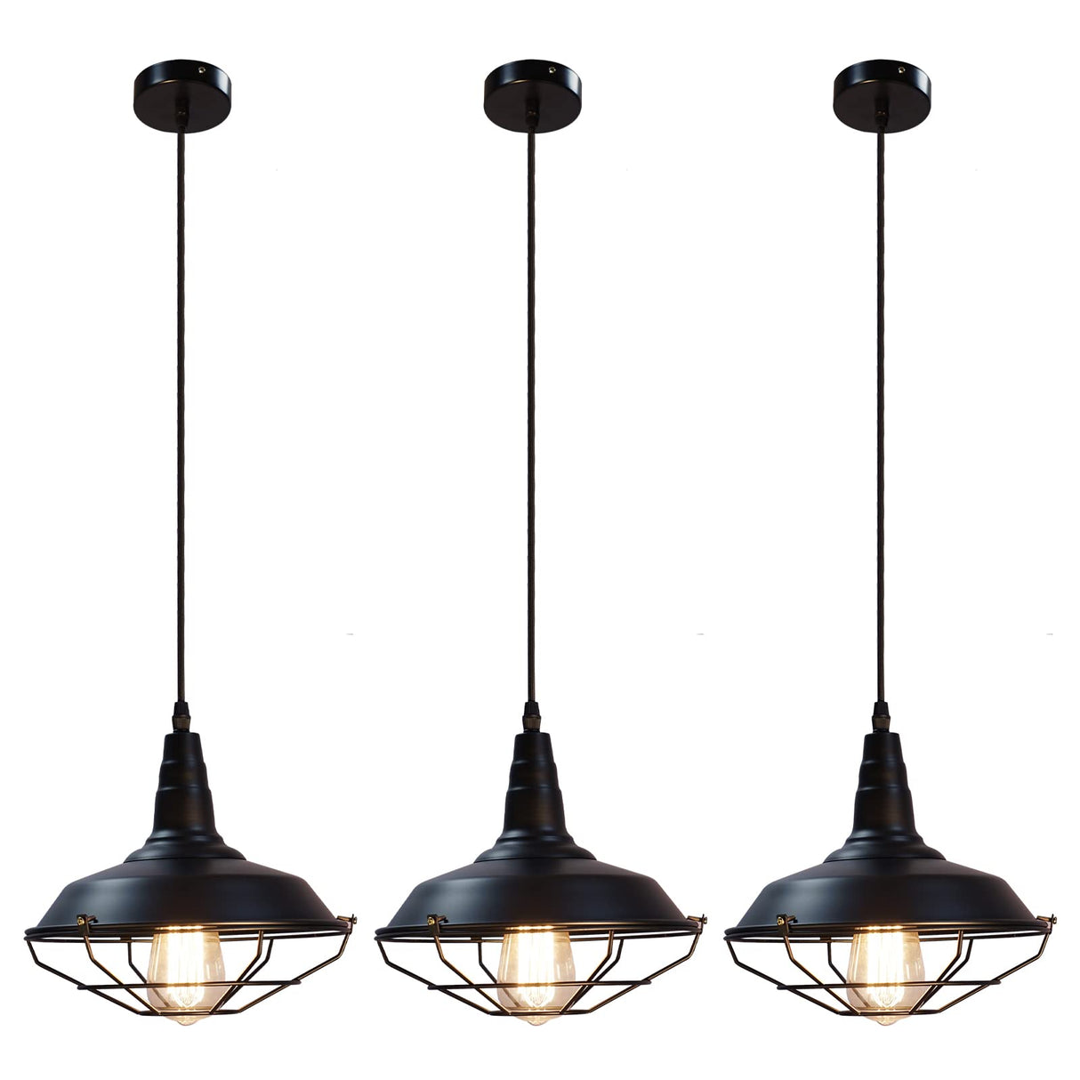 SESIMENT Farmhouse Pendant Lights - Black Industrial Pendant Lights for Kitchen Island, Bedroom, Living Room SESIMENT