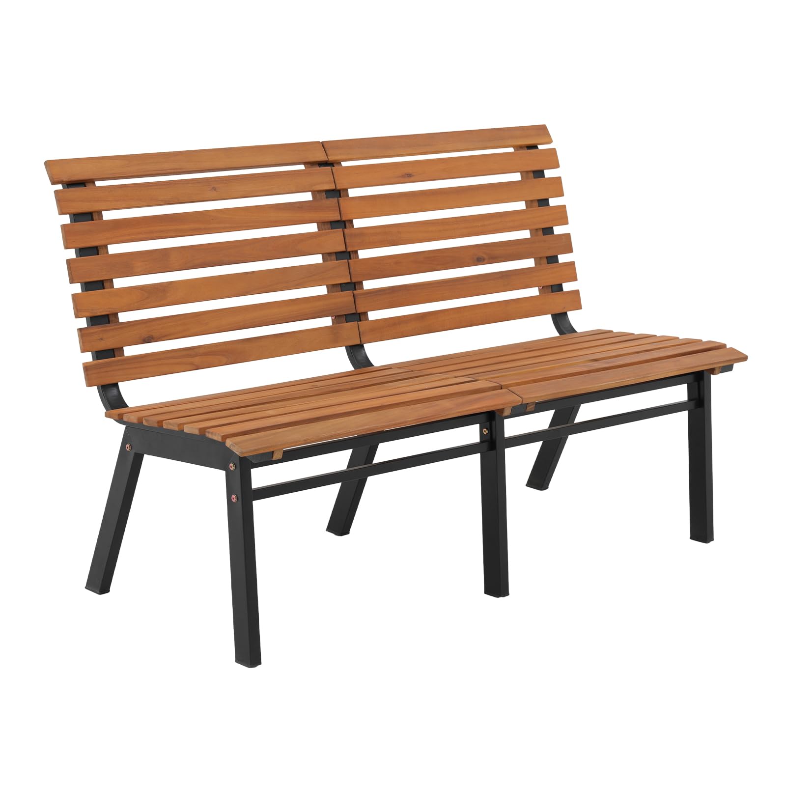 Elegant Acacia Wood Outdoor Bench – 54-Inch Armless Design with Steel Frame for Garden, Porch, and Patio - WoodArtSupply