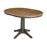 IC International Concepts 36" Round Top Pedestal 12" Leaf-30.1" H-Dining Height Table, Hickory/Washed Coal IC International Concepts