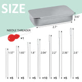 FIVEIZERO 80/40 PCS Large Eye Sewing Needles, 7 Sizes Sewing Sharp Needles, Leather Needle Embroidery Thread Needle, Stainless Steel Yarn Knitting Needles with Threaders for Handsewing Art Crafts CJ FIVEIZERO