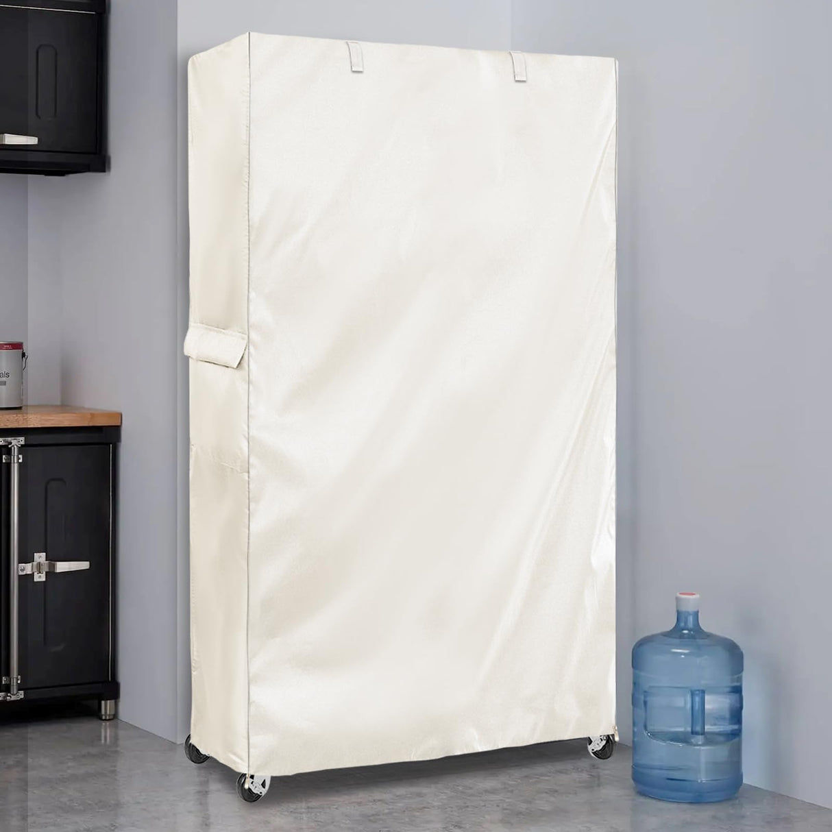 SoloToo Heavy-Duty Waterproof Wire Shelf Cover, Garage Storage Shelving Protector, Universal Fit 30 x 14 x 62 Inch Rack Covers with 1" Tolerance (White) SoloToo