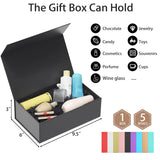 RYDDOY Black Gift Box, 9.5x6x3'' Gift boxes for Presents with Lids Magnetic Closure Rectangle Collapsible for Groomsman Proposal Box, Wedding, Christmas, Halloween, Birthday Gift Packging RYDDOY