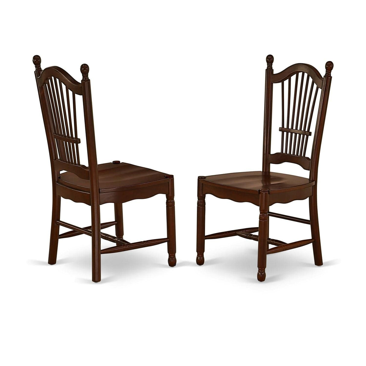 East West Furniture DOC-MAH-W Dover Kitchen Dining Chairs - Slat Back Wood Seat Chairs, Set of 2, Mahogany East West Furniture