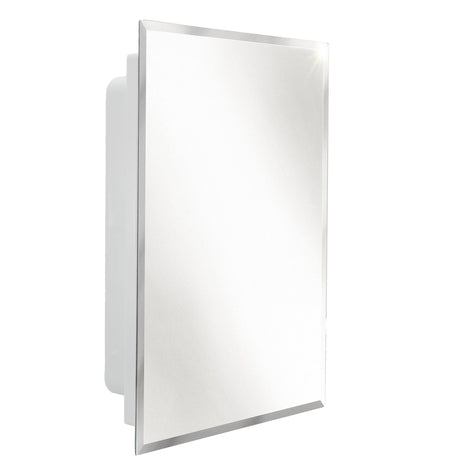 RecPro RV Bathroom Medicine Cabinet | 16” W x 22” H | Two Shelves | Frameless Polished Edge Mirror | Made in USA | White RecPro
