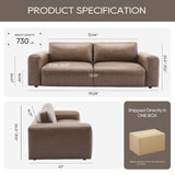 COLAMY 95" Oversized PU Leather Sofa, Comfy Sofa Couch with Extra Deep Seats, Wide Arm, Down Filled 3-Seater Modern Sofa for Living Room, Apartment Lounge-WolfGrey COLAMY