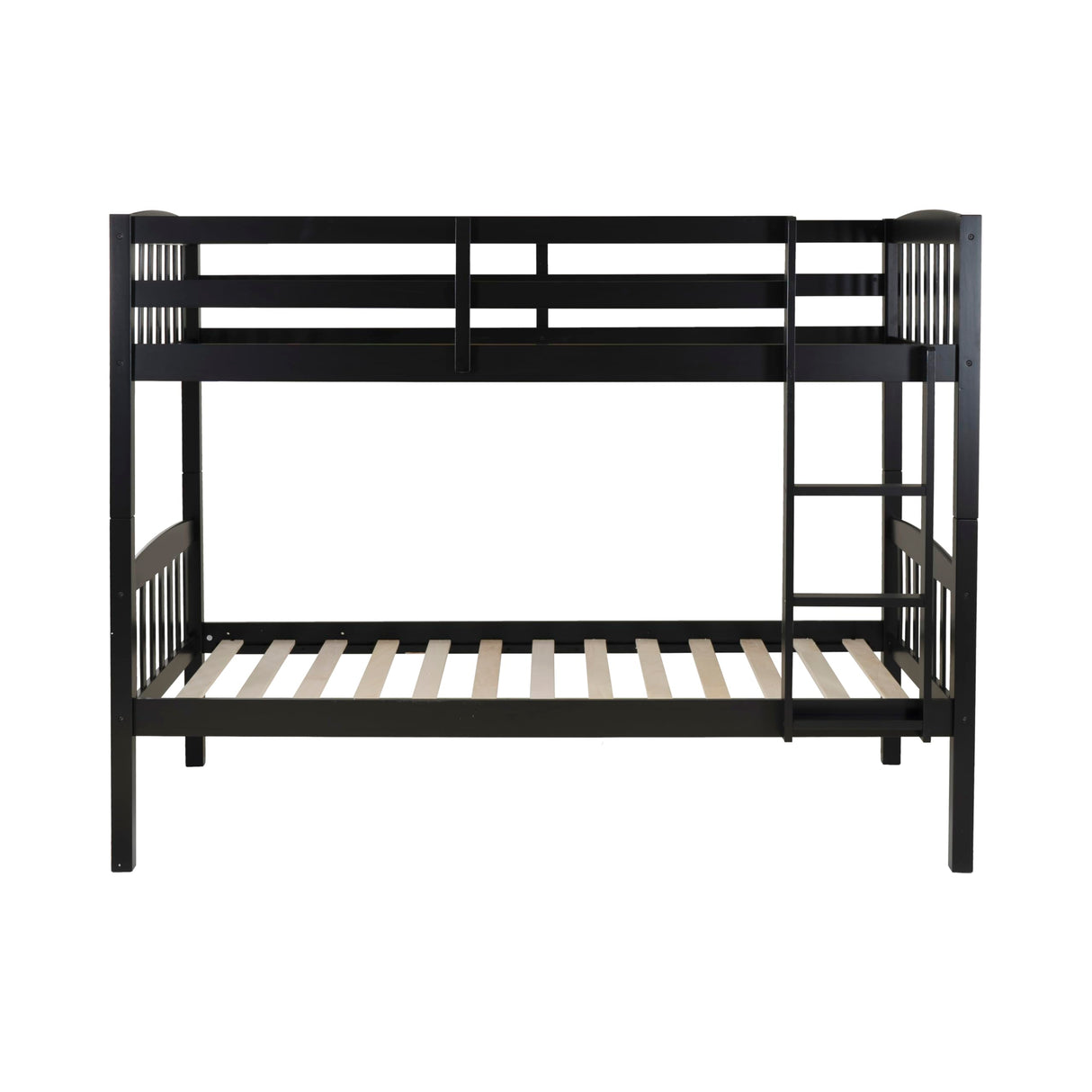 Linon Howell Black Solid Wooden Twin Over Twin Bunk Bed with Ladder Linon