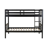 Linon Howell Black Solid Wooden Twin Over Twin Bunk Bed with Ladder Linon