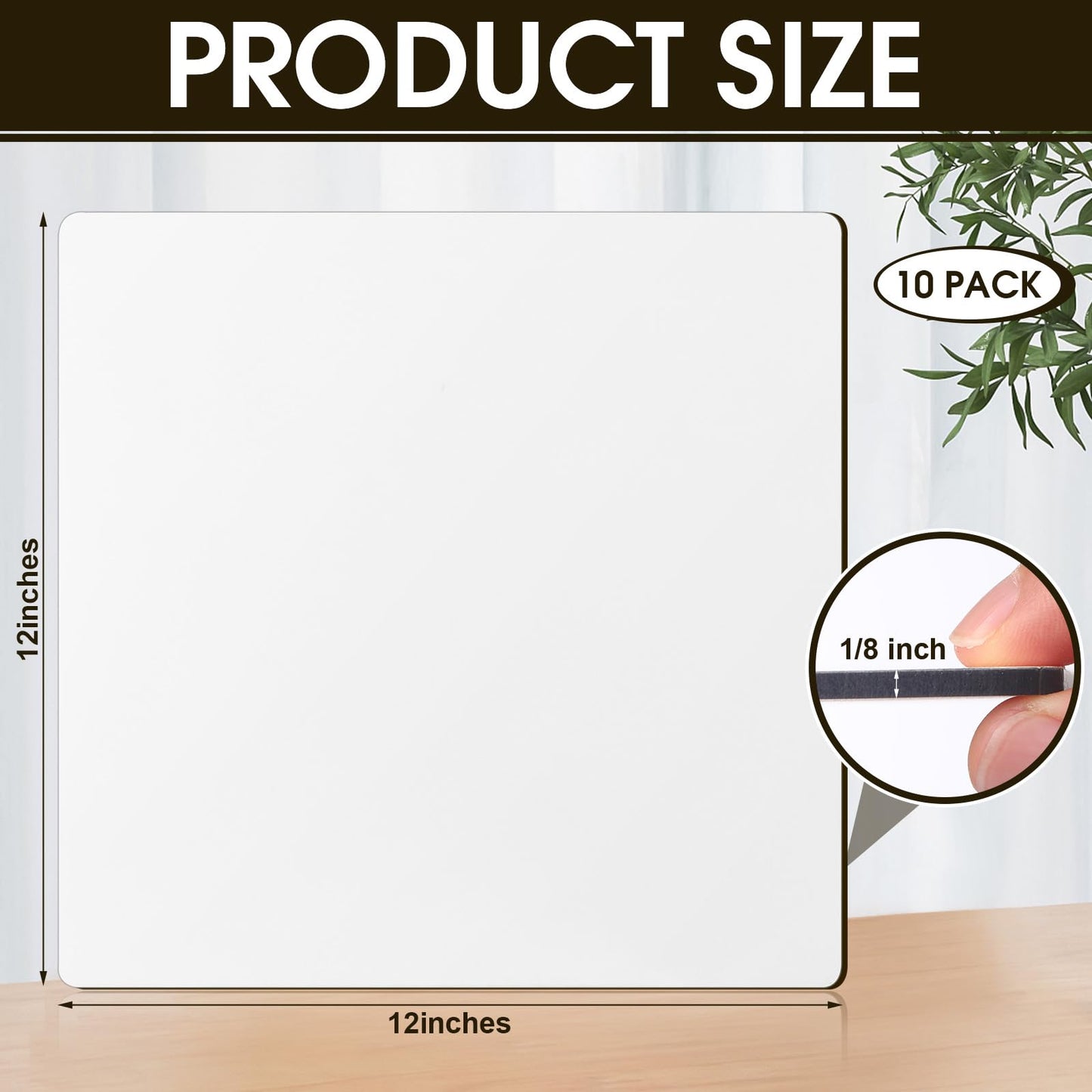 Landical 10 Pack 12" x 12" Square Sublimation Hardboard Blanks MDF Wood Sheets Bulk MDF Board 1/8 Inch Thick Sublimation Cutting Board Blanks for Heat Press Machine Laser Cut DIY Projects, White