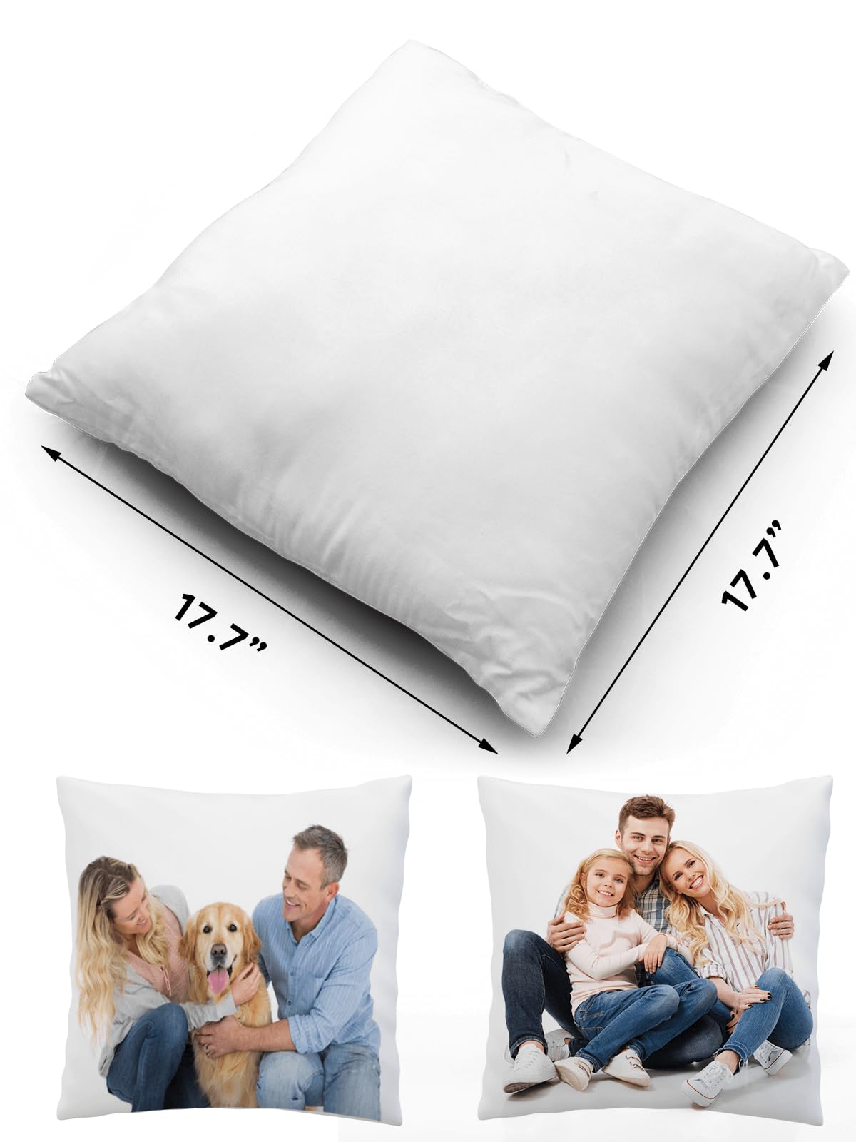 IEDASING'S CHOICE 4 Pack Sublimation Blanks Throw Pillowcase Heat Transfer Cushion Covers with Invisible Zippers for DIY Printing Sofa Coach Decor White 17.7”x17.7” Polyester No Pillow Insert IEDASING'S CHOICE