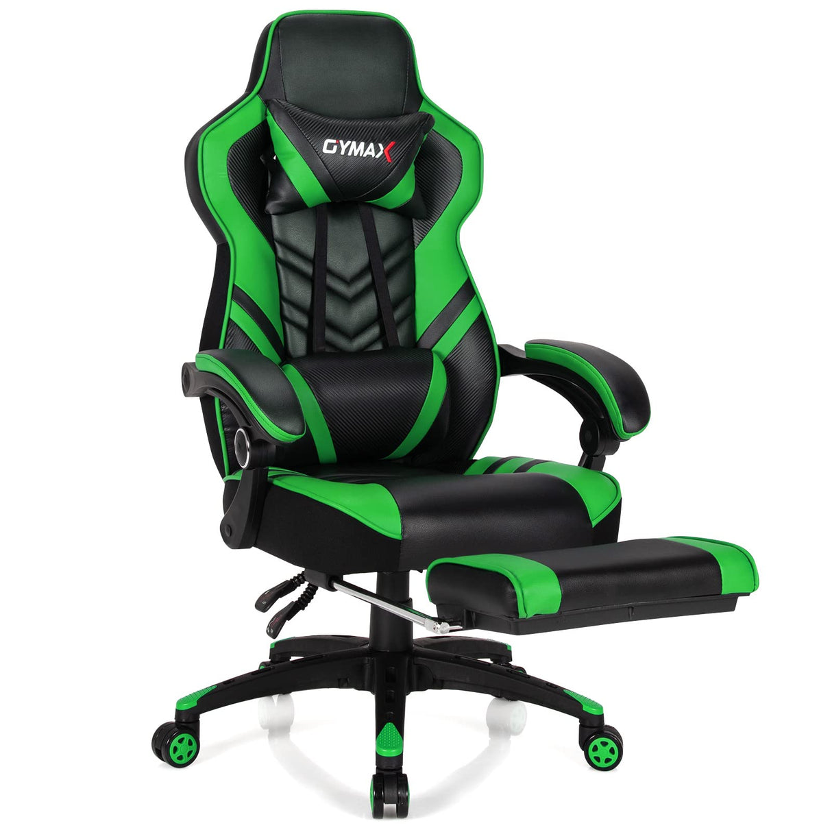 Green Gaming Chair Ergonomic Computer Chair for Adults Teens Reclining Gamer Chair High Back Game Chair Racing Style Desk Chair with Retractable Footrest, Lumbar Support and Headrest TOMANOR