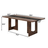 Squireewo 71 Inch Rectangular Dining Table for 6-8 People, Farmhouse Wood Kitchen Table with Wooden Legs, Farmhouse Center Kitchen Table for Dining Room, Kitchen & Living Room, Brown Squireewo