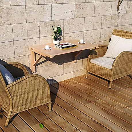 MM MELISEN Solid Wood Wall-Mounted Folding Table in Natural, 23.6" D x 15.7" W. A Space-Saving fold-Down Desk, Ideal for Laundry Rooms, Kitchens, Home Offices, or as a Kids' Study Desk MM MELISEN