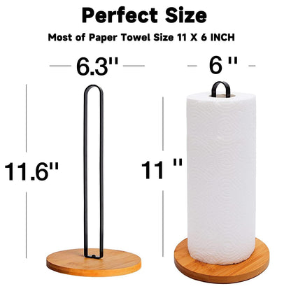 TONLEA Wood Paper Towel Holder, Countertop-Paper-Towel-Holders, Kitchen Towel Holder FreeStanding with Non-Slip Wooden Base