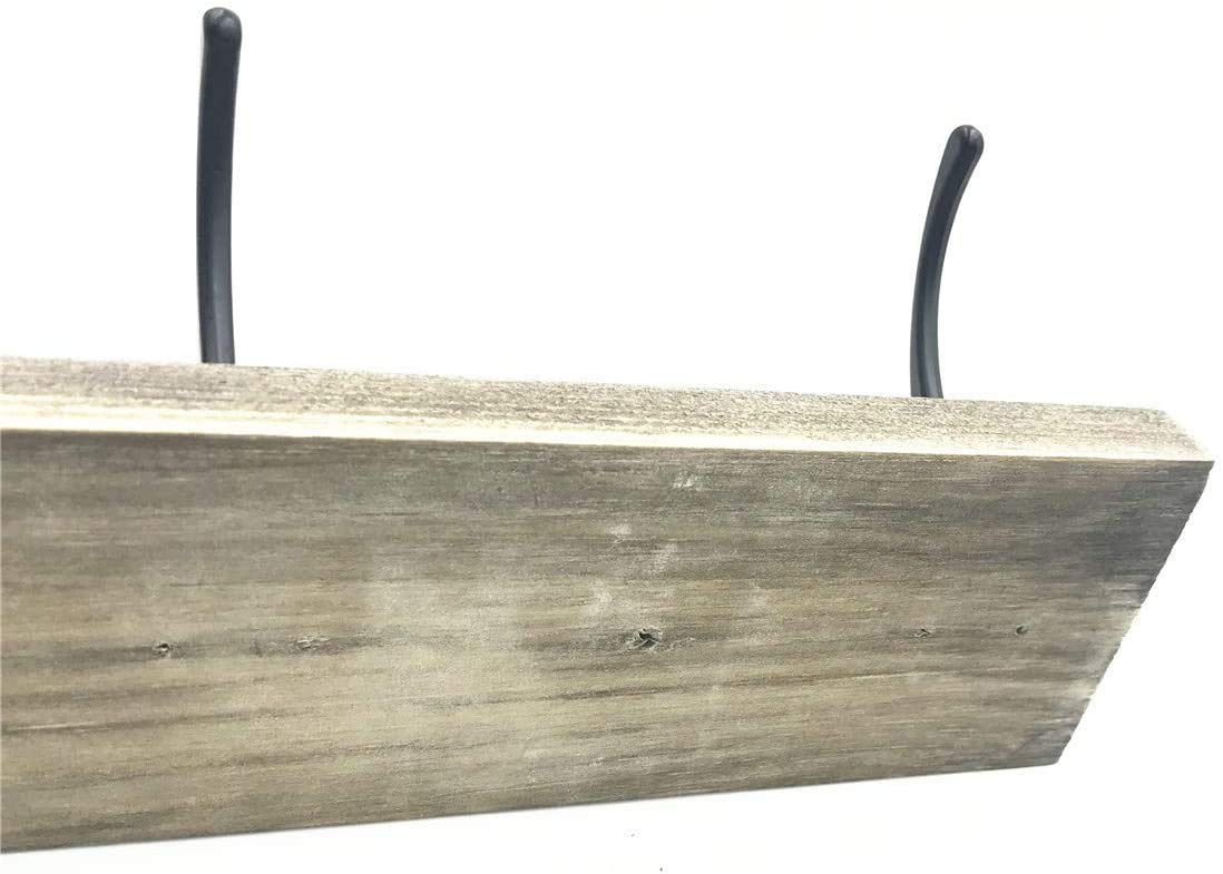 Sageme Wall Mounted Coat Rack,Wooden Entryway Vintage Rustic Coat Rack Hat Hanger Rack Zinc die-cast 3-Hook Rail for The Entryway, Bathroom, Bedroom, Kitchen, Mudroom (3 Hooks, Pinewood) Sageme