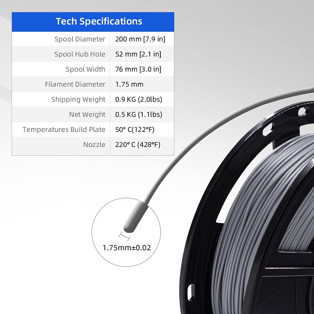 FLASHFORGE PLA Filament 1.75mm, 3D Printer Filaments 0.5kg Spool-Dimensional Accuracy +/- 0.02mm for Adventurer 3 Series - WoodArtSupply