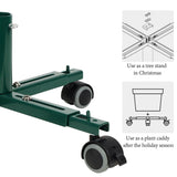 Blissun Christmas Tree Stand Base with Wheels, Movable Christmas Fake Tree Holder, Fits up to 7.5 FT Artificial Trees, Plant Caddy with Wheels, Plant Taxi, Plant Dolly Cart After Christmas (Green) Blissun