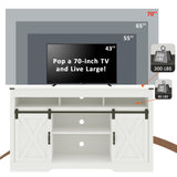 RoyalCraft Farmhouse TV Stand with Sliding Barn Door for TVs up to 65+ Inch, 34" Tall Entertainment Center, Wood Media Console Storage Cabinet for Bedroom, Living Room, White RoyalCraft