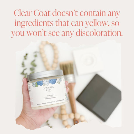 Clear Coat Quart (32oz) - Eco-Friendly Clear Satin Sheen Top Coat for Chalk Style Wood Furniture Paint, Non-Yellowing Waterproof Finish, Easy Application Country Chic Paint