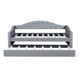 Bellemave Twin Size daybed Frame with Trundle for Adults, Kids, Girls, Teens, Tufted daybeds with Trundle for Living Room, Velvet, (Mattress not Included), Gray Bellemave