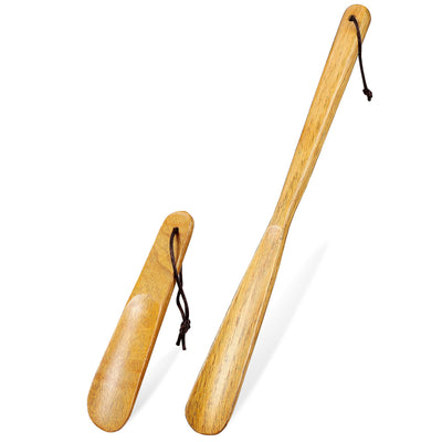 GLEAVI 2pcs Handle Wood Shoehorn： Wood Shoehorn Long and Short Shoe Horn Shoe Spoon Non Slip Shoe Lifter Lazy Shoes Aid Tool for Seniors Elderly Adults Shoe Horns for Men Women-Kids