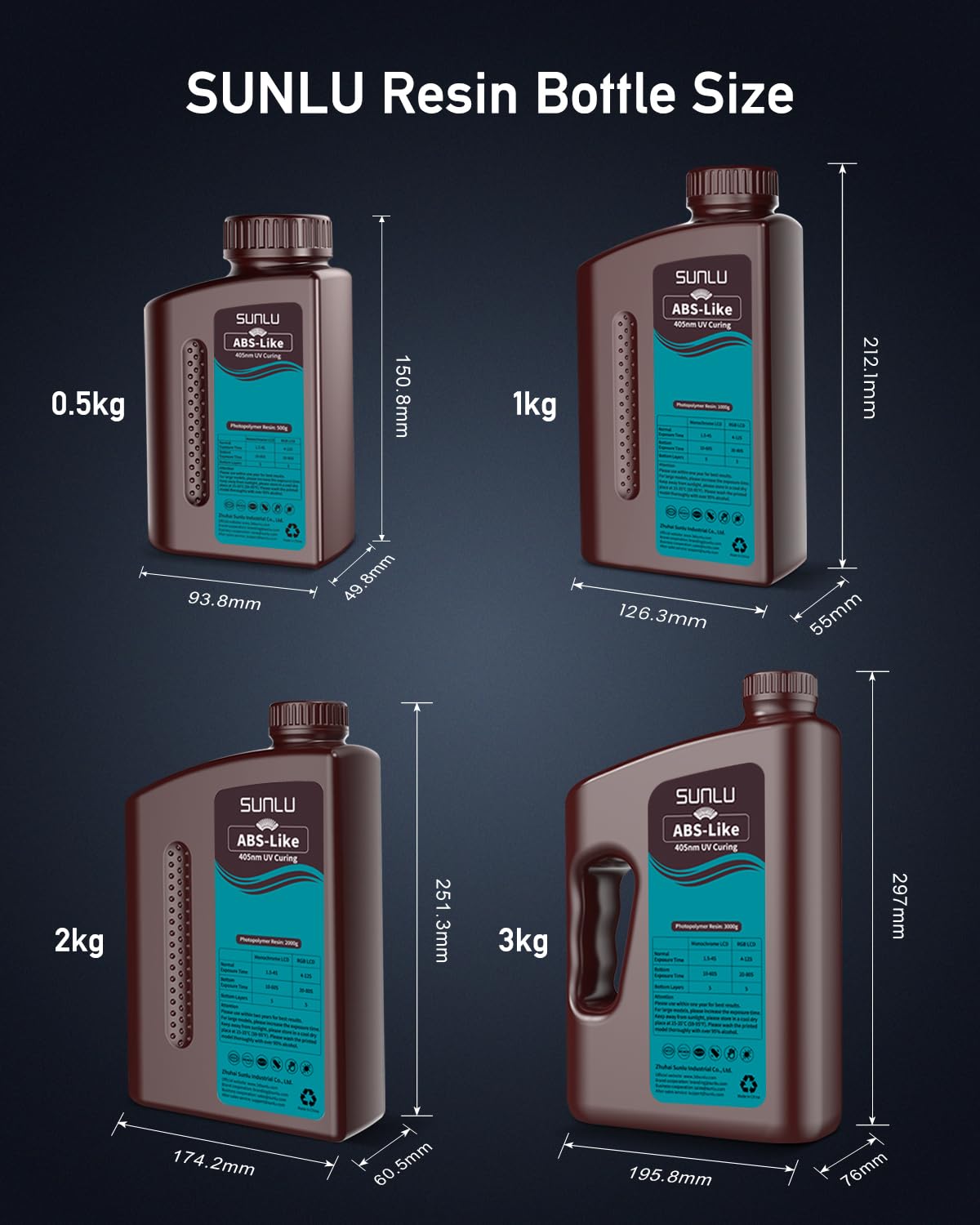 SUNLU 1000G ABS Like Resin for 3D Printer, 405nm UV Curing Photopolymer Rapid 3D Resin for 2K 4K 6K 8K LCD/DLP/SLA 3D Printers, Non-Brittle & High Precision & Low Shrinkage, 1KG, Clear Blue SUNLU