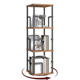 MAHANCRIS 3-Tier Rotating Bookshelf, Freestanding Corner Bookshelf, 360° Spinning Bookcase, Industrial Style Storage Rack with Rails, for Living Room, Bedroom, Study, Rustic Brown and Black BKHR1401 MAHANCRIS